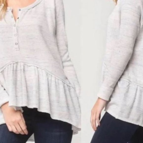 Free People We The Free| Henley flowy| XS| Women tops| long sleeve |peplum Gray. - Picture 6 of 6